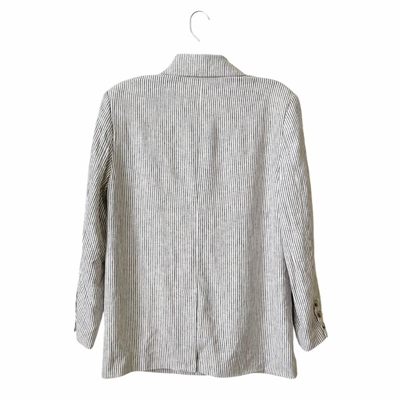 Old Navy Blazer Women's Size S Charcoal Stripe Double Breasted Linen Blend Coat - Picture 4 of 10
